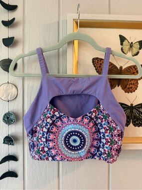 WOLVEN Lavender Purple Kaleidoscope High-Neck 4-way reversible Bralette Tank Top